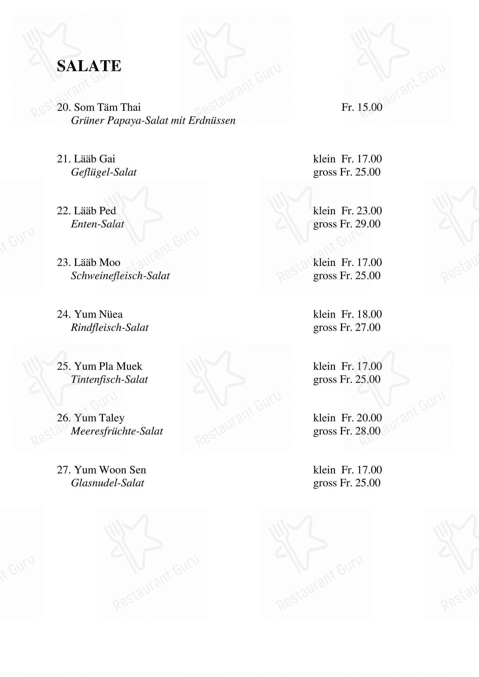 Chao Wang in Olten - Menu