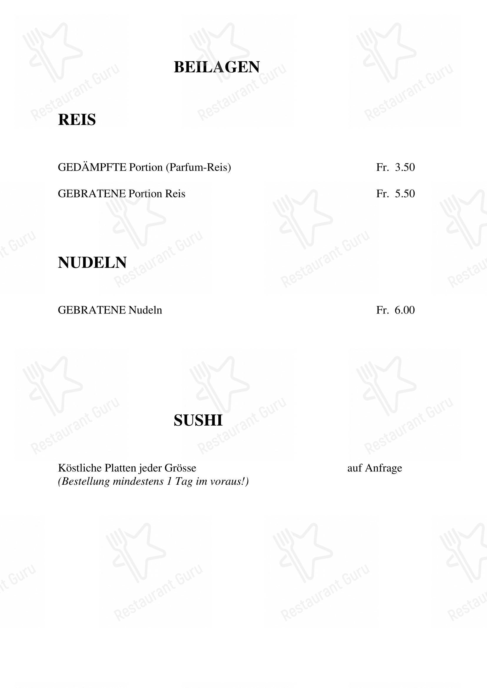 Menu per Chao Wang ristorante