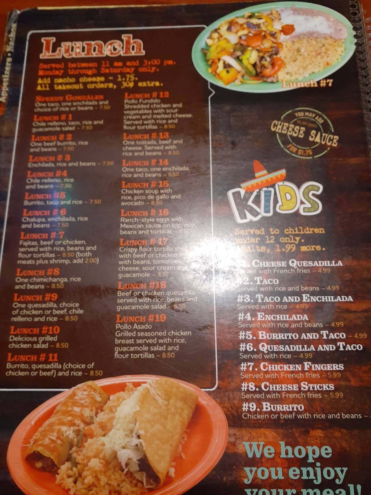 Menu at La Fogata Mexican Restaurant, Chapin