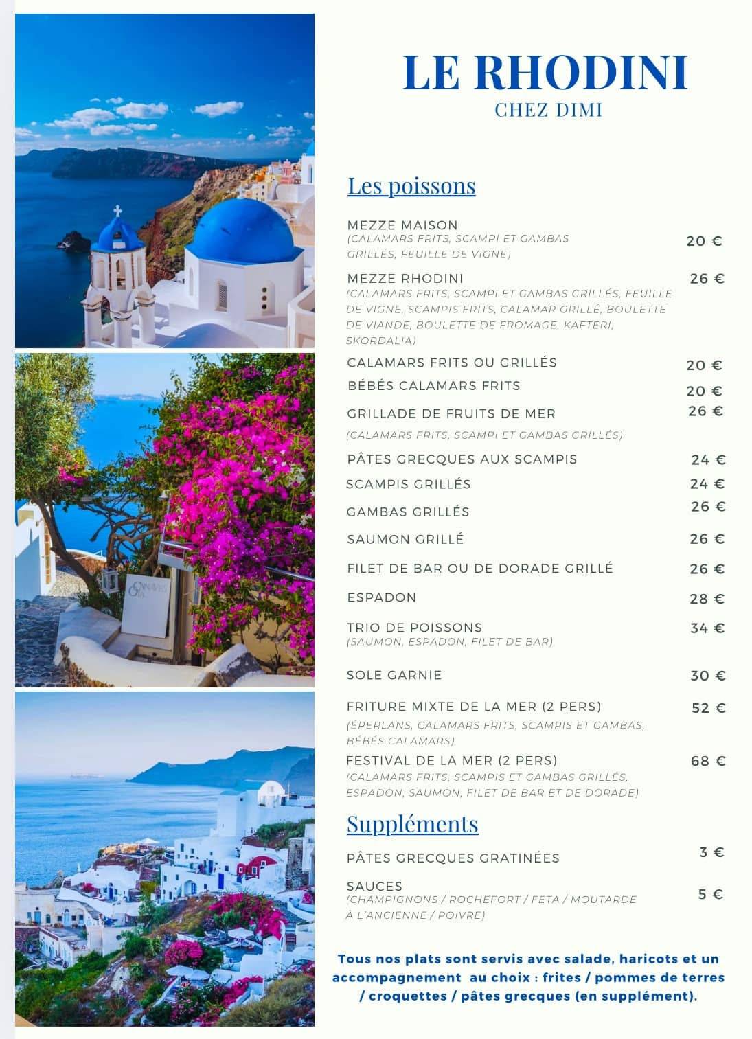 Menu de Le Rhodini