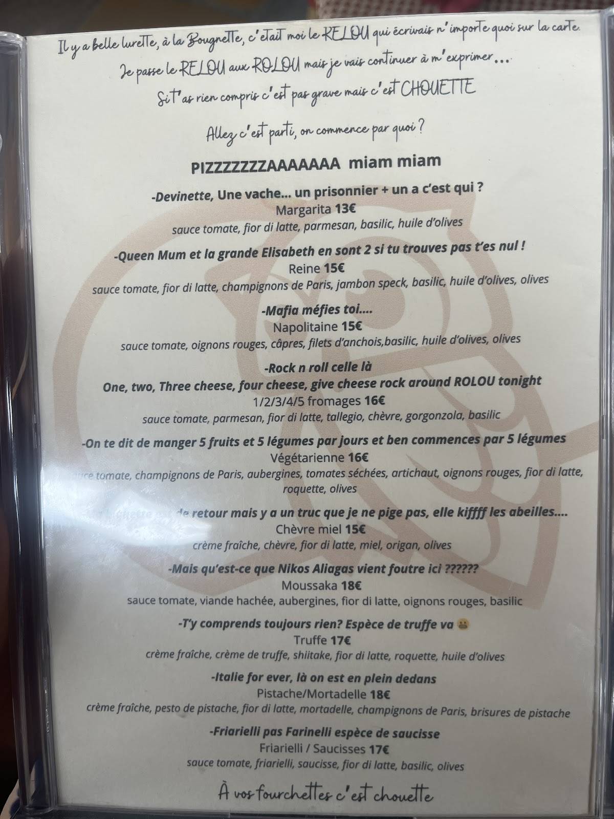 Menu de ChéRoLou