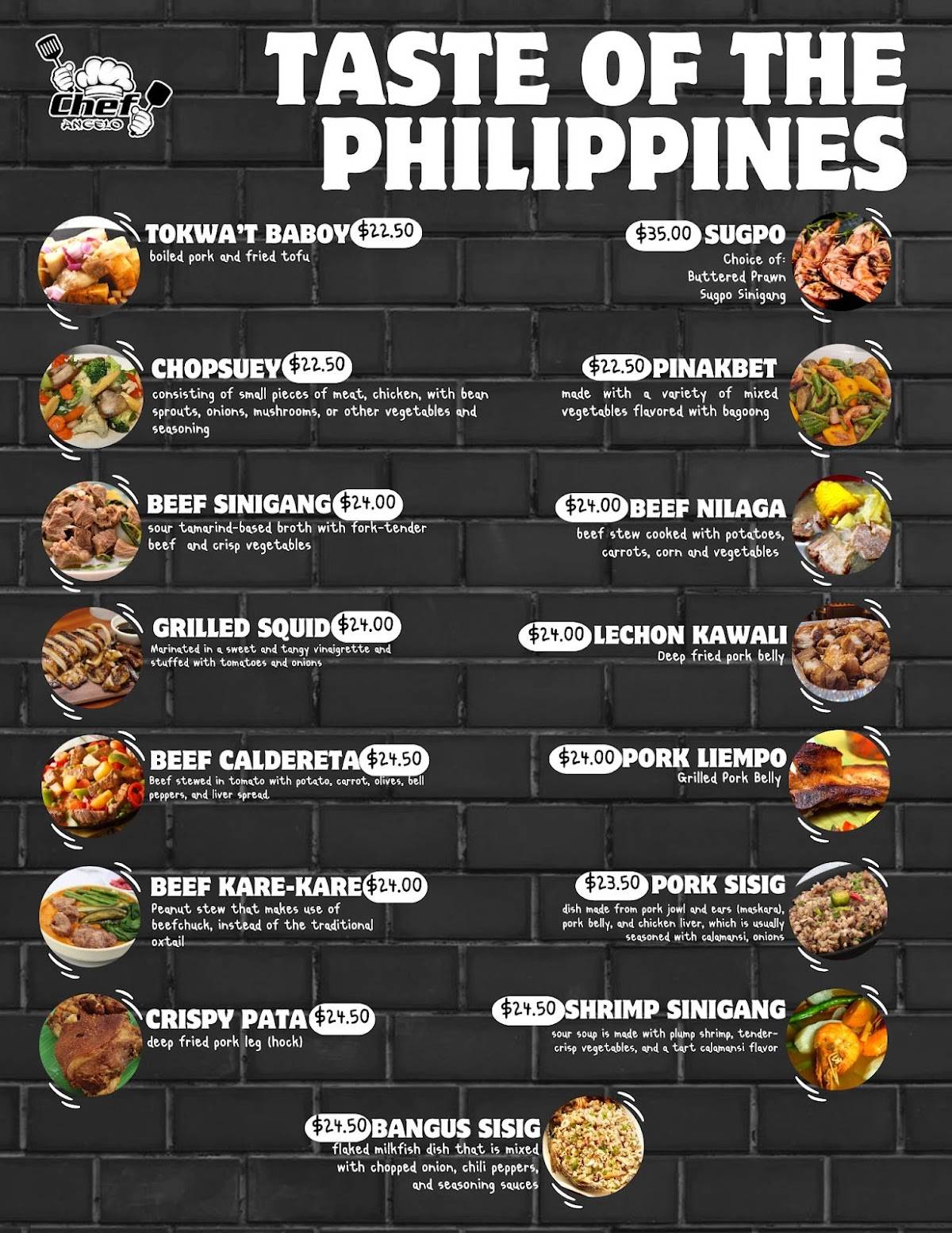 Menu de Chef Angelo