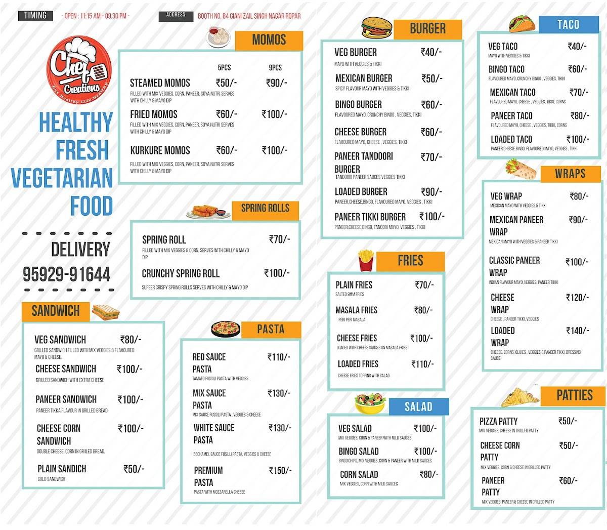 Chef Creations - Best Fast Food in Ropar. menu