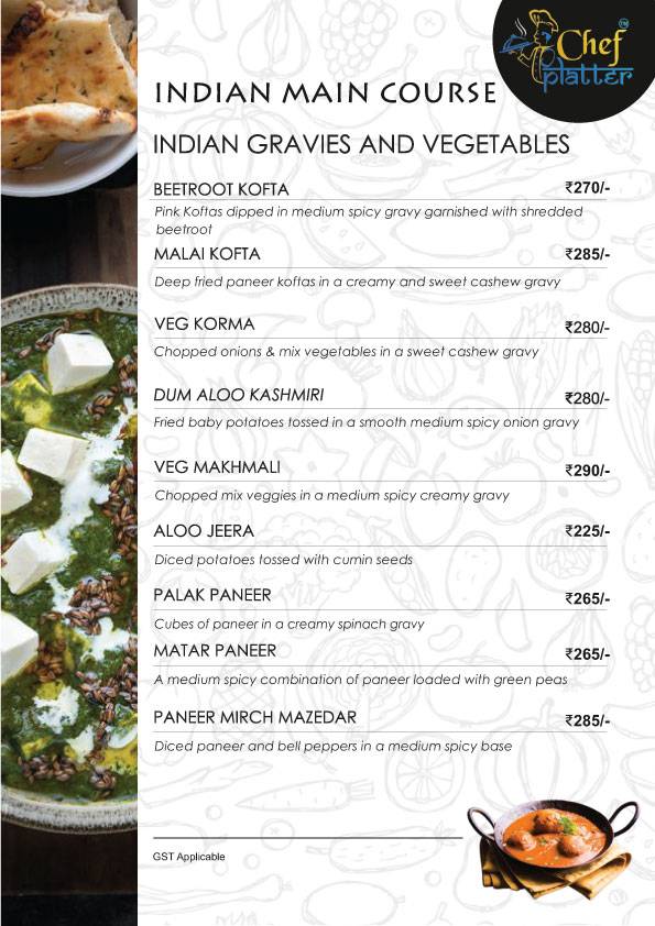Chef Platter Bandra's Veg Family Restaurant menu