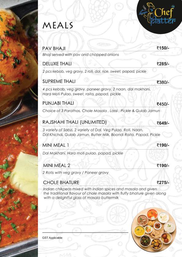 Chef Platter Bandra's Veg Family Restaurant menu