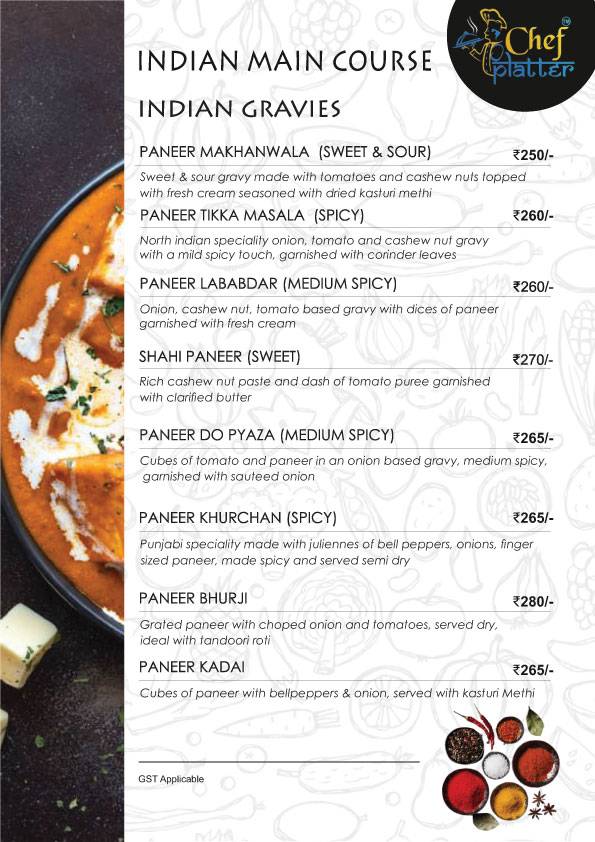 Chef Platter Bandra's Veg Family Restaurant menu