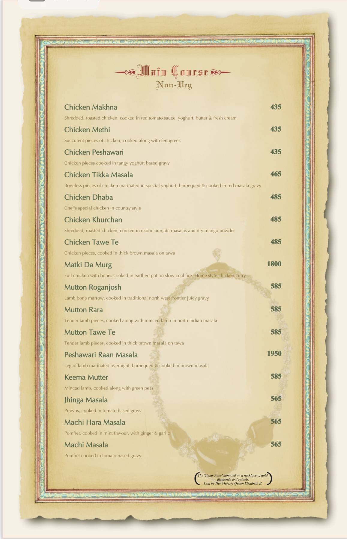 Chenab menu