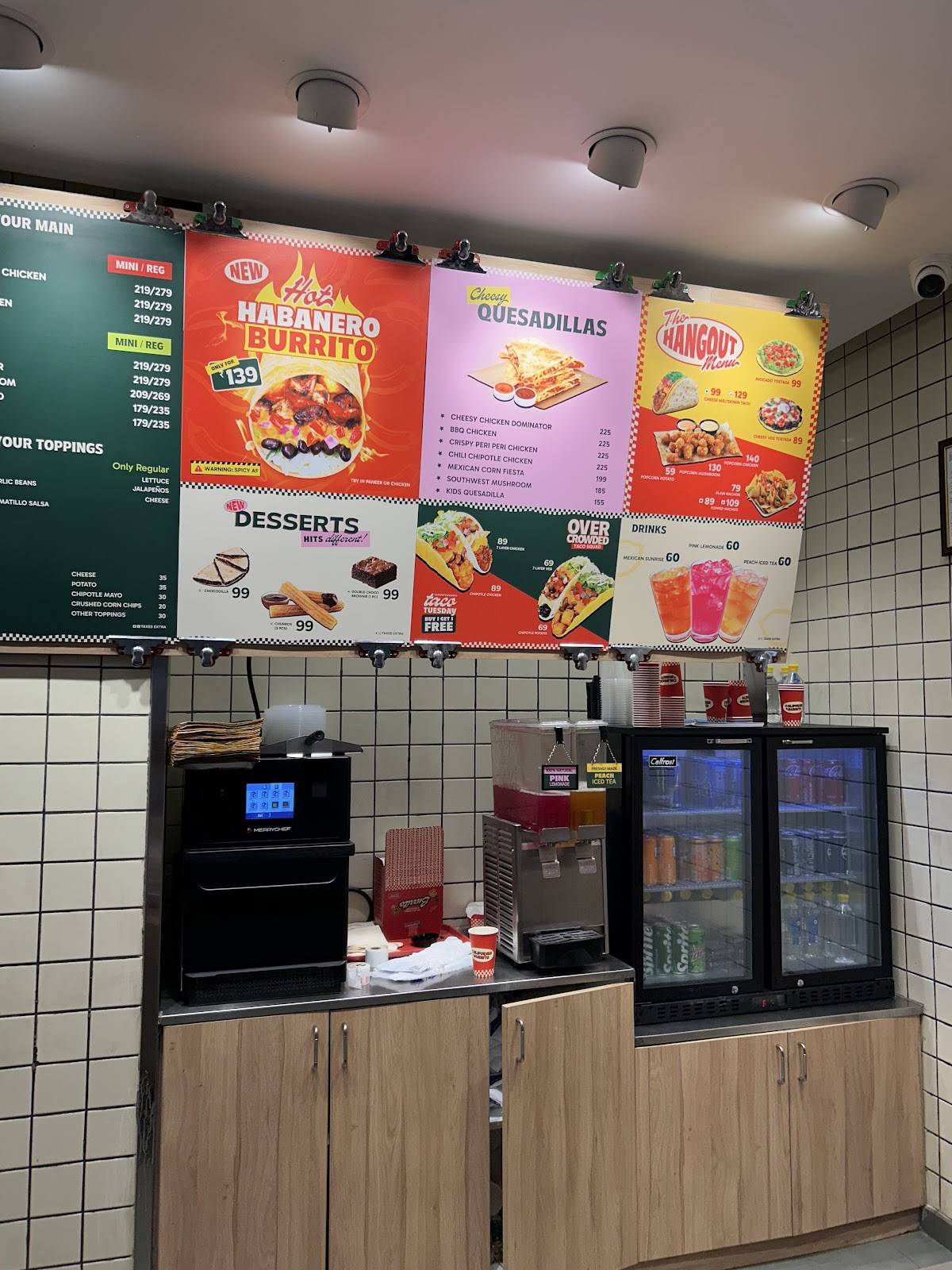 California Burrito Mexican Kitchen @ Chennai Airport Aerohub Mall menu