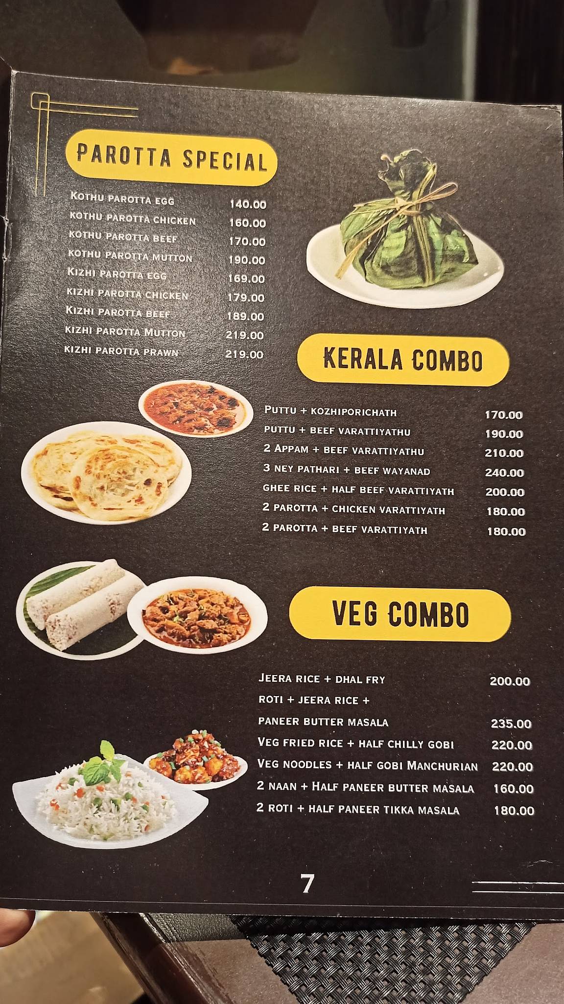 Table 9 menu