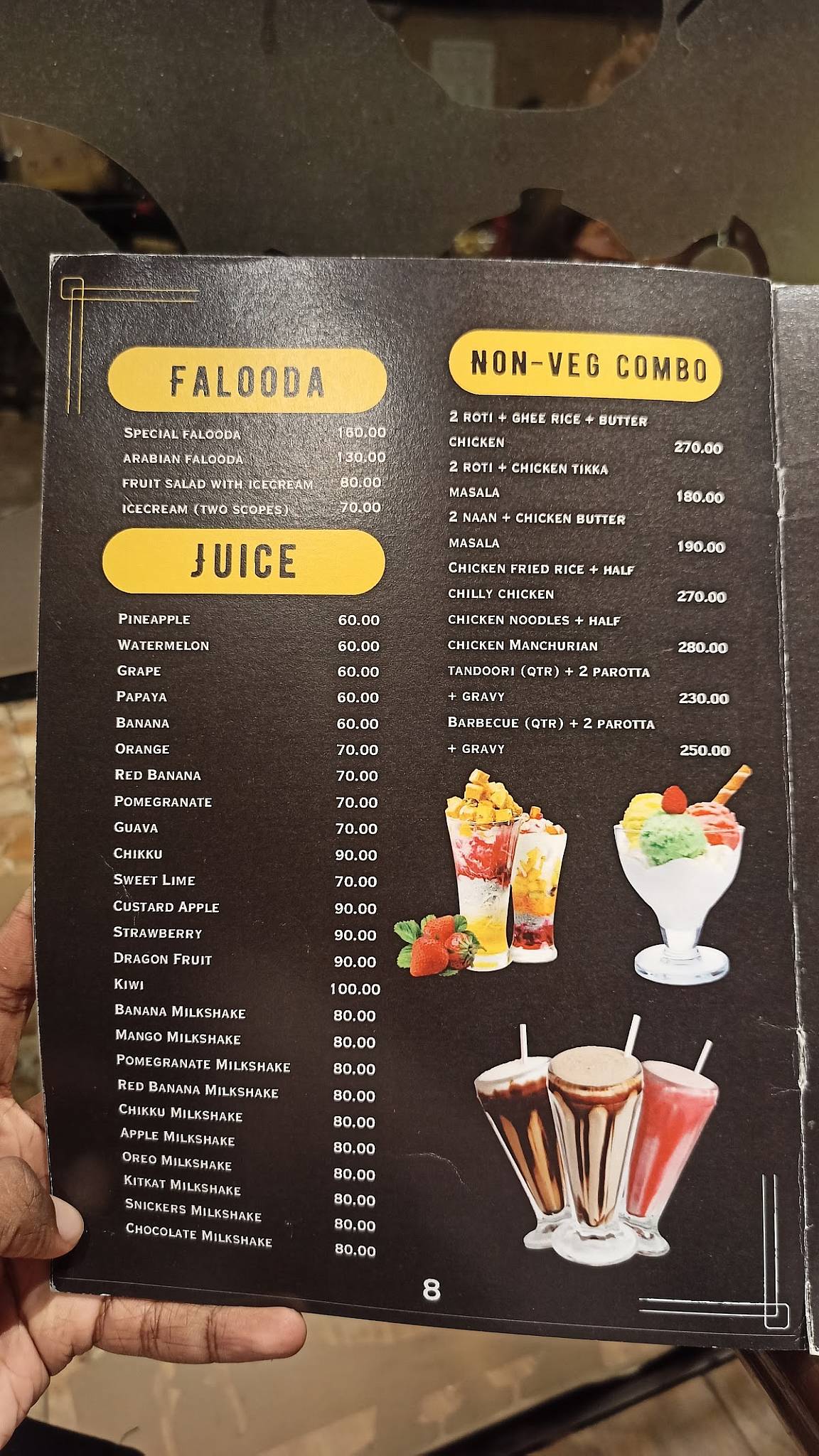 Table 9 menu