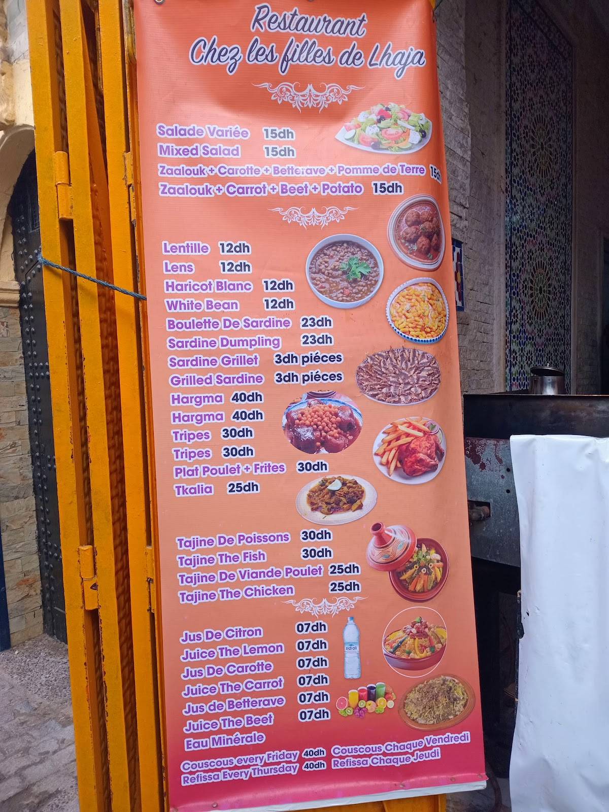 Menu de Chez Lhaja