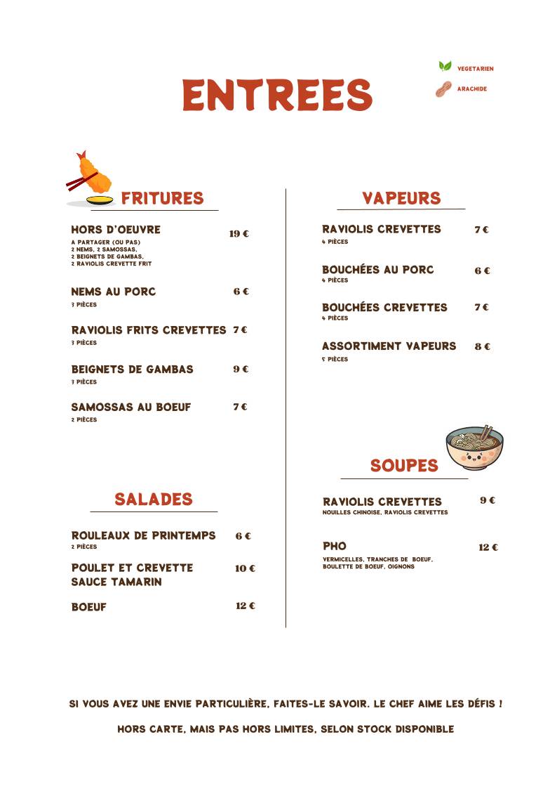 Menu de Chez Tang