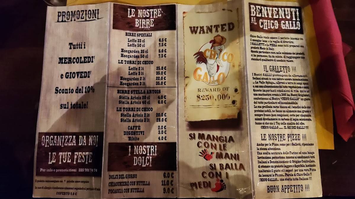 Menu di Chico Gallo 