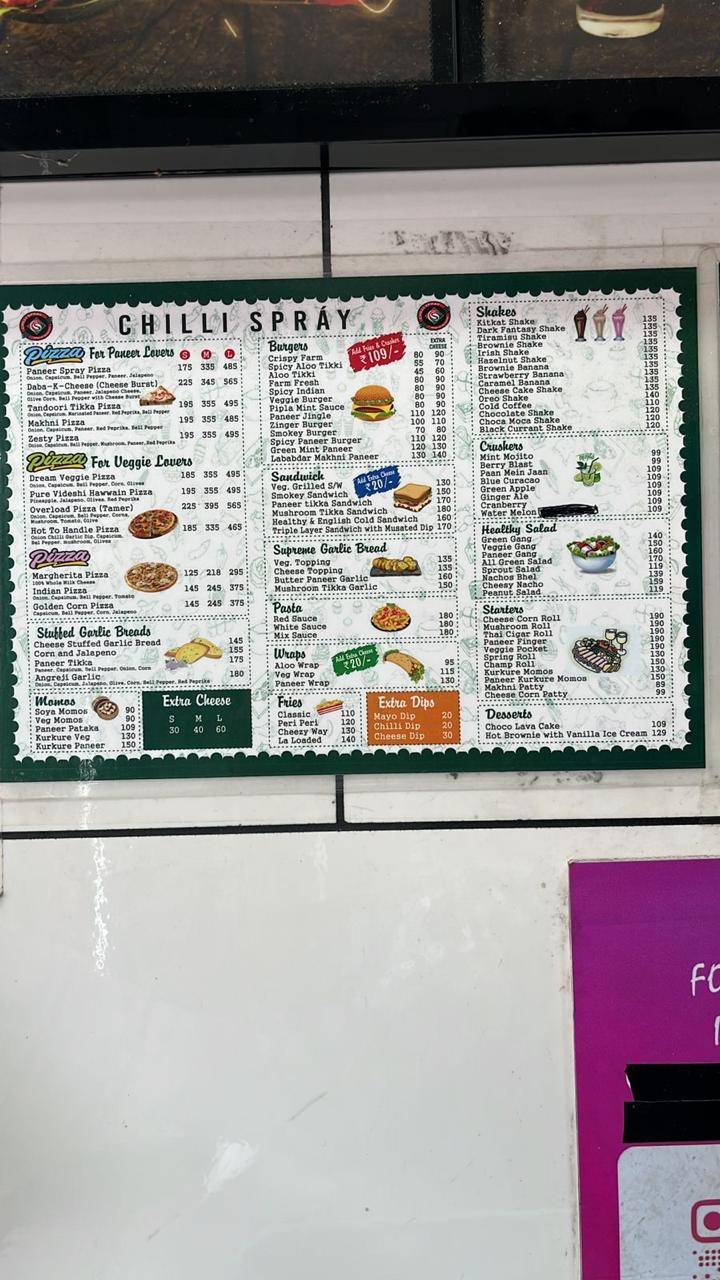 Chilli Spray menu