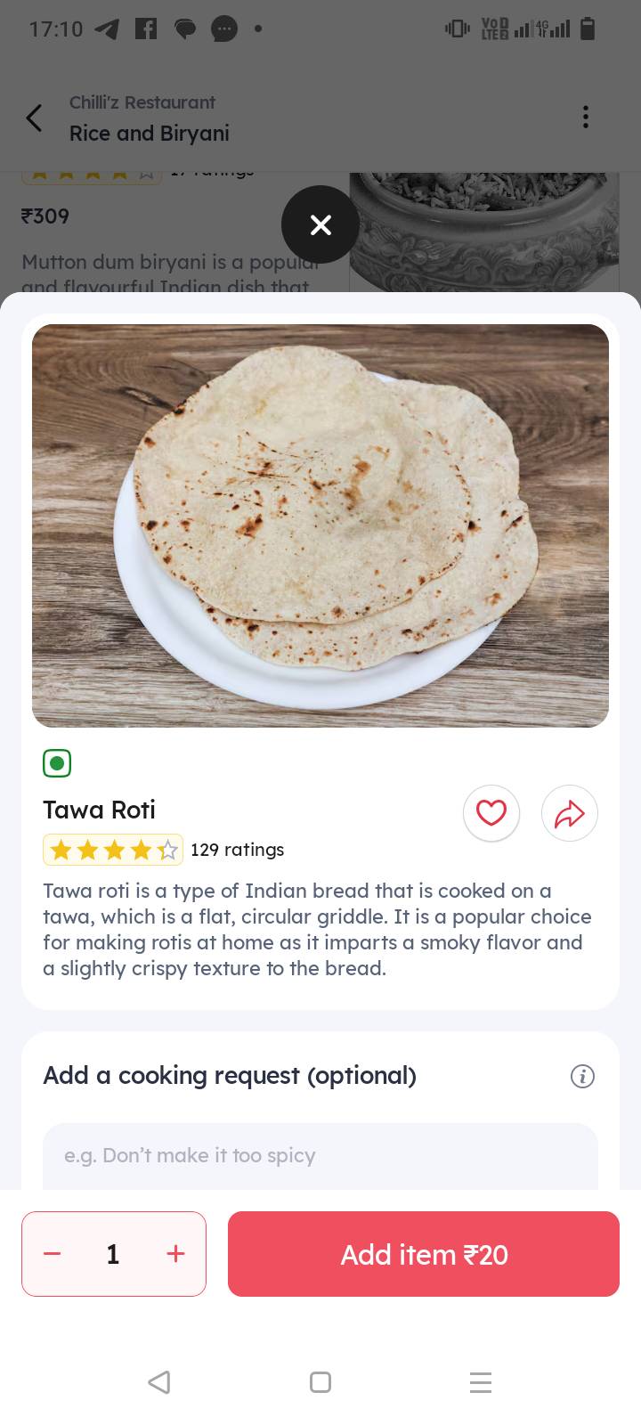 Chilli'z Premium Restaurant and Party Hall menu