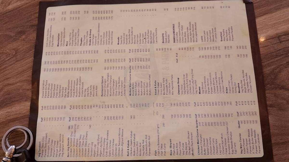 Chilli'z Premium Restaurant and Party Hall menu