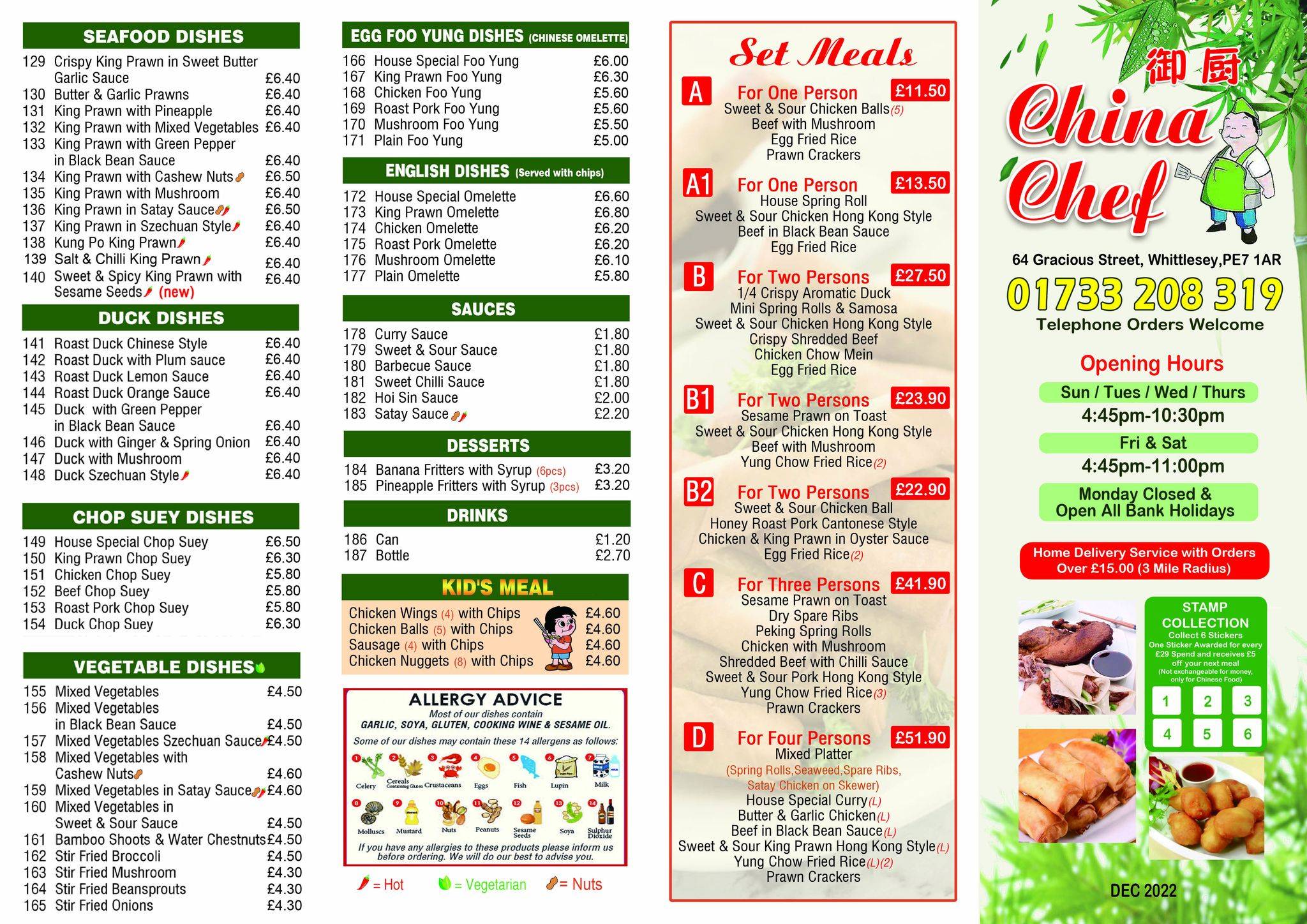 Menu at China Chef restaurant, Whittlesey