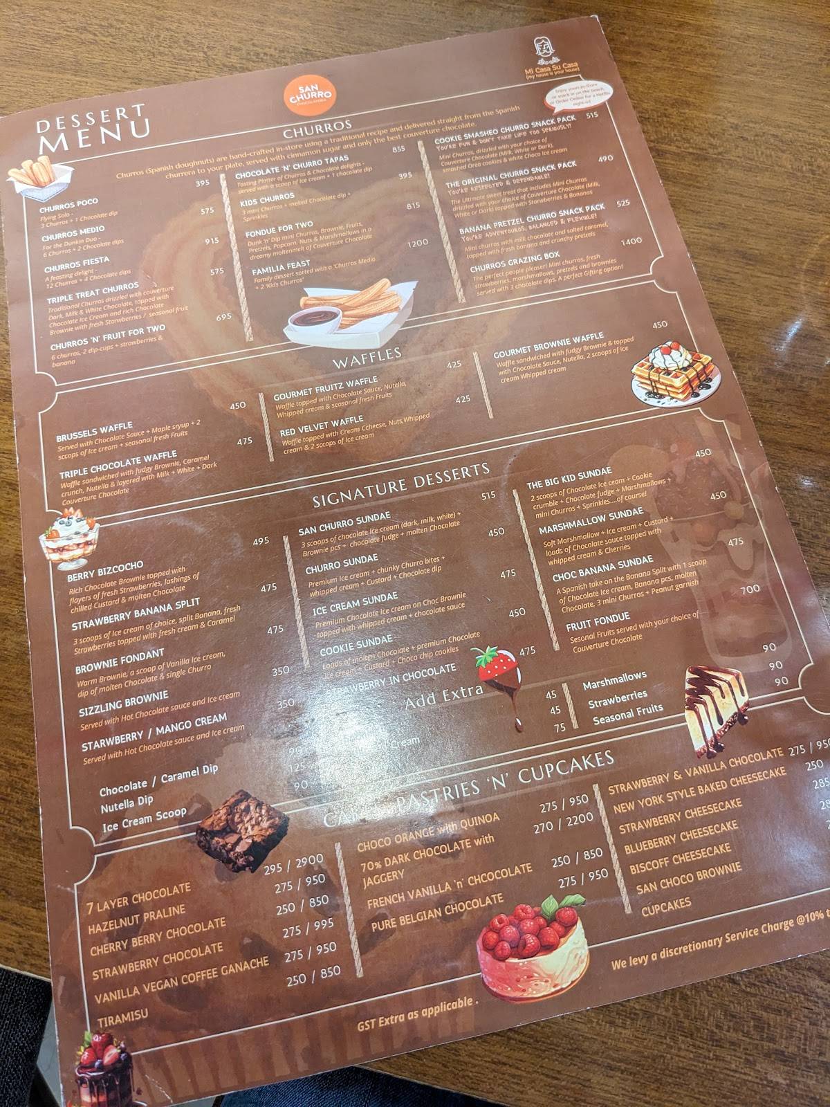 Chocolateria San Churro menu