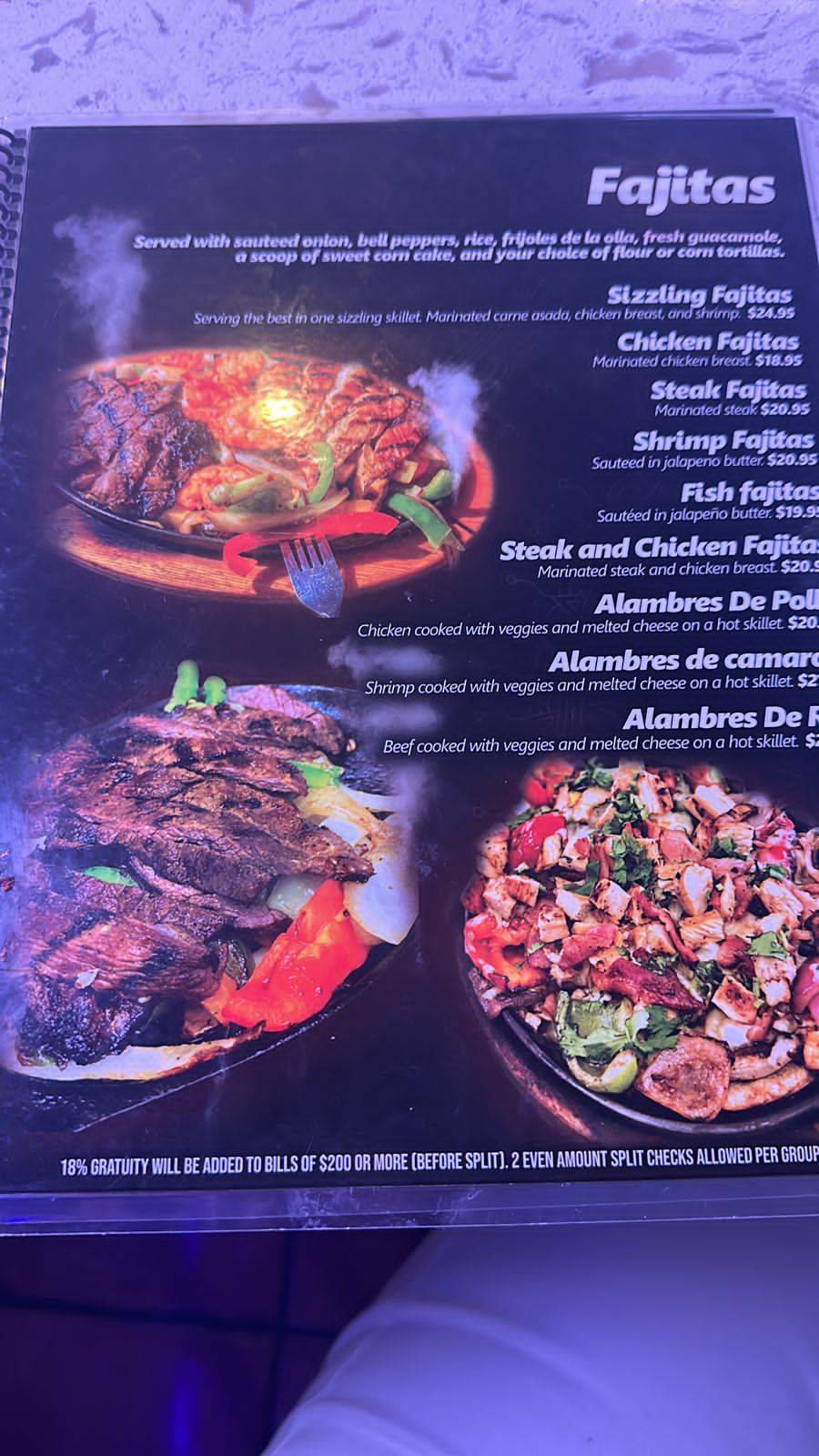 Menu at Chonitos Mexican Restaurant, Alhambra