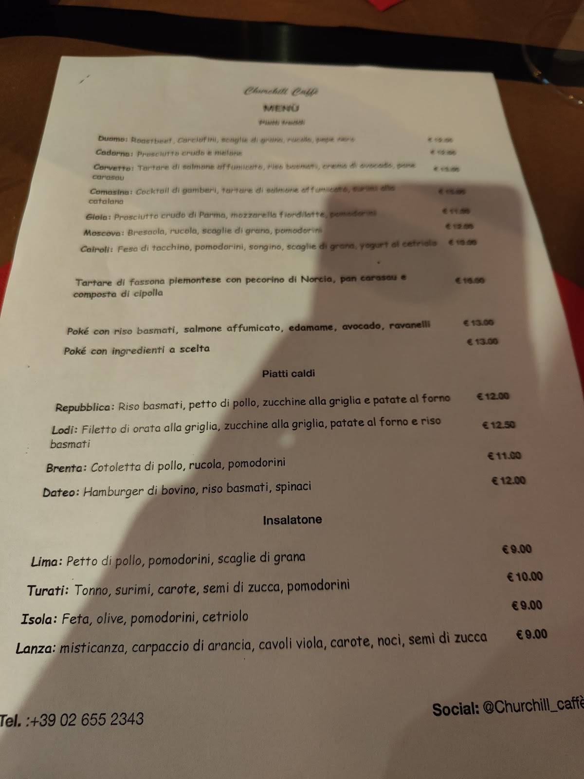 Menu di Churchill Caffè 