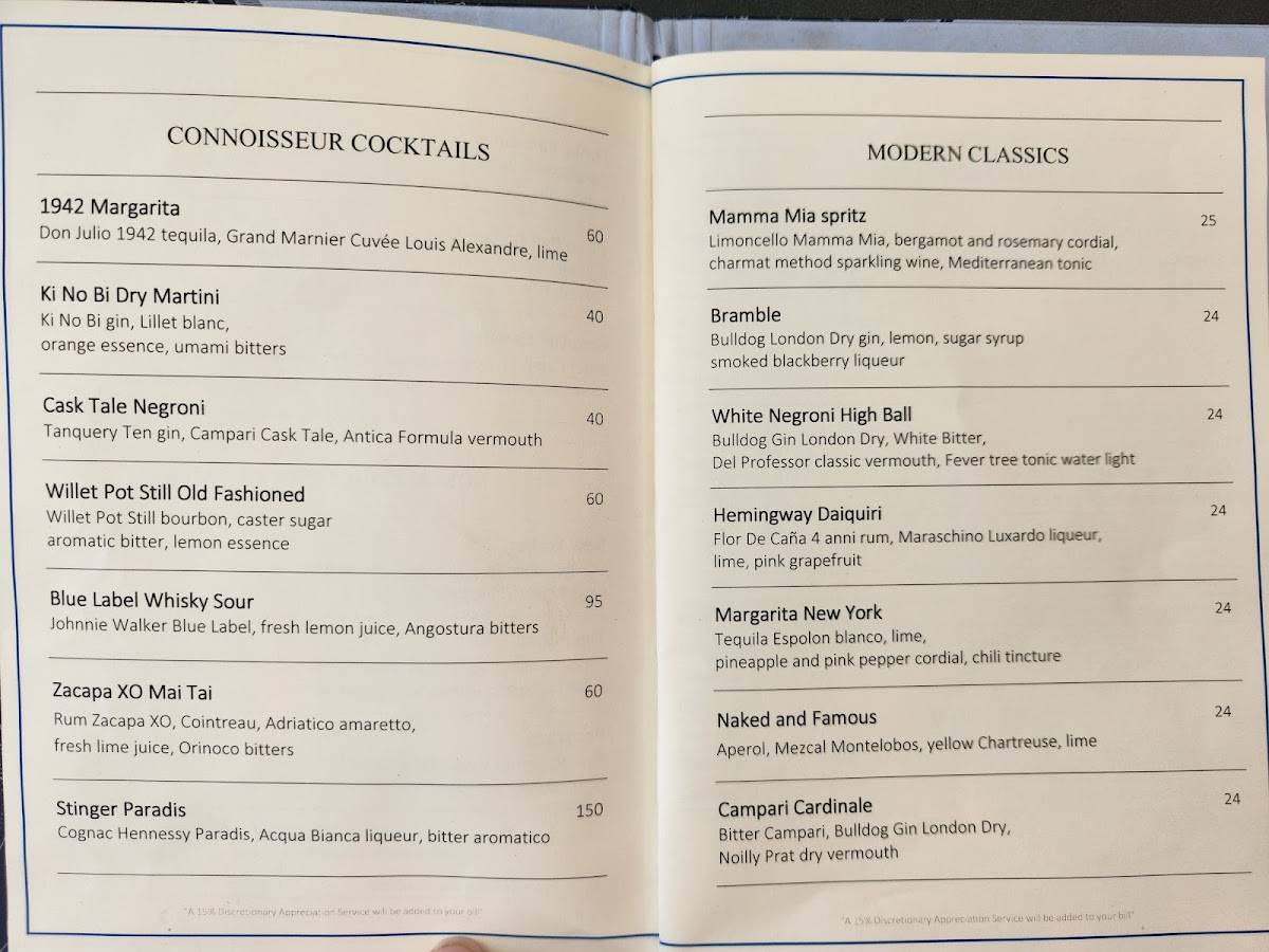 Menu di Cielo Rooftop 