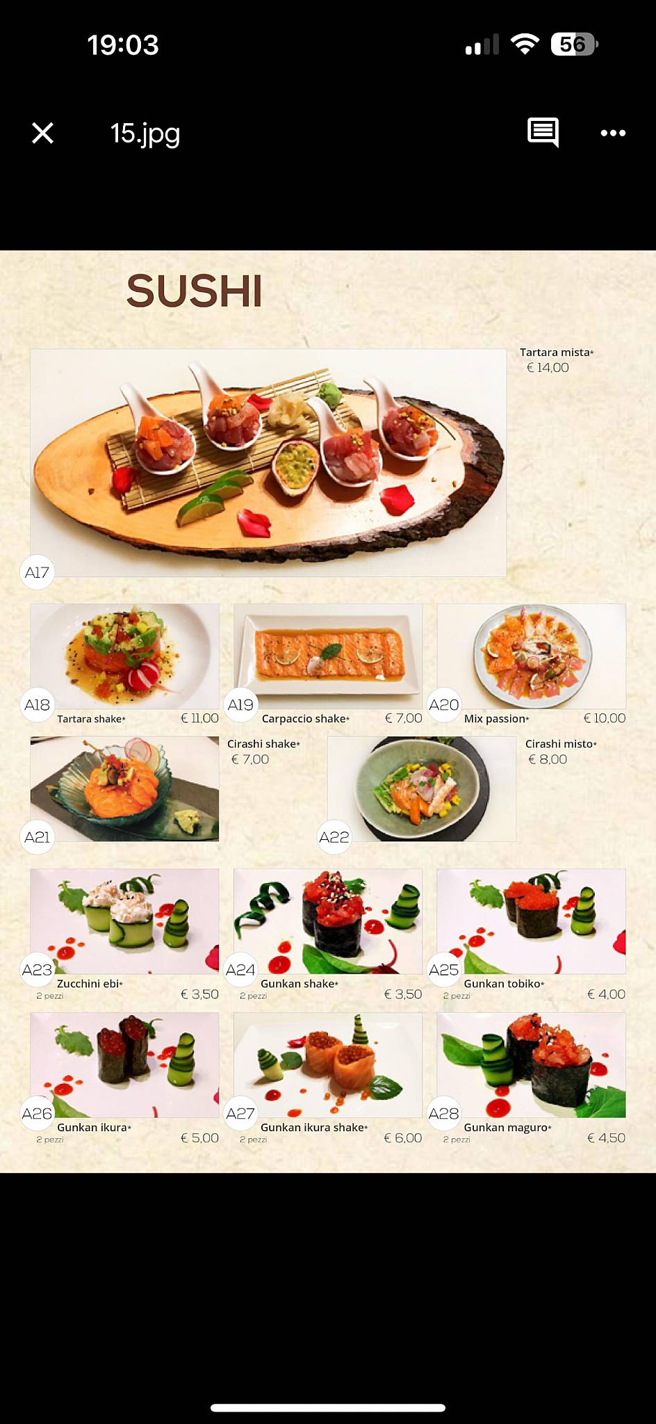 Menu di il giardino di giada 