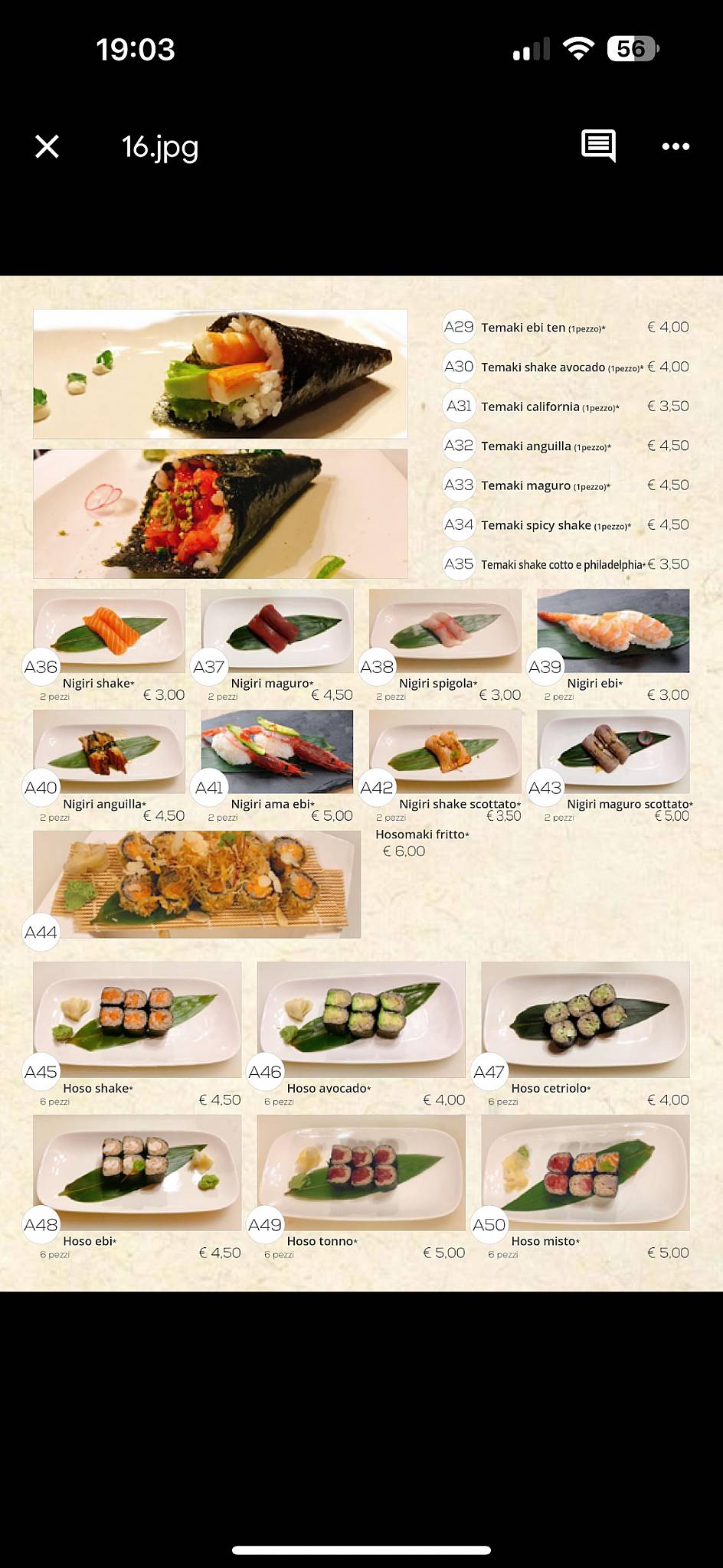 Menu di il giardino di giada 