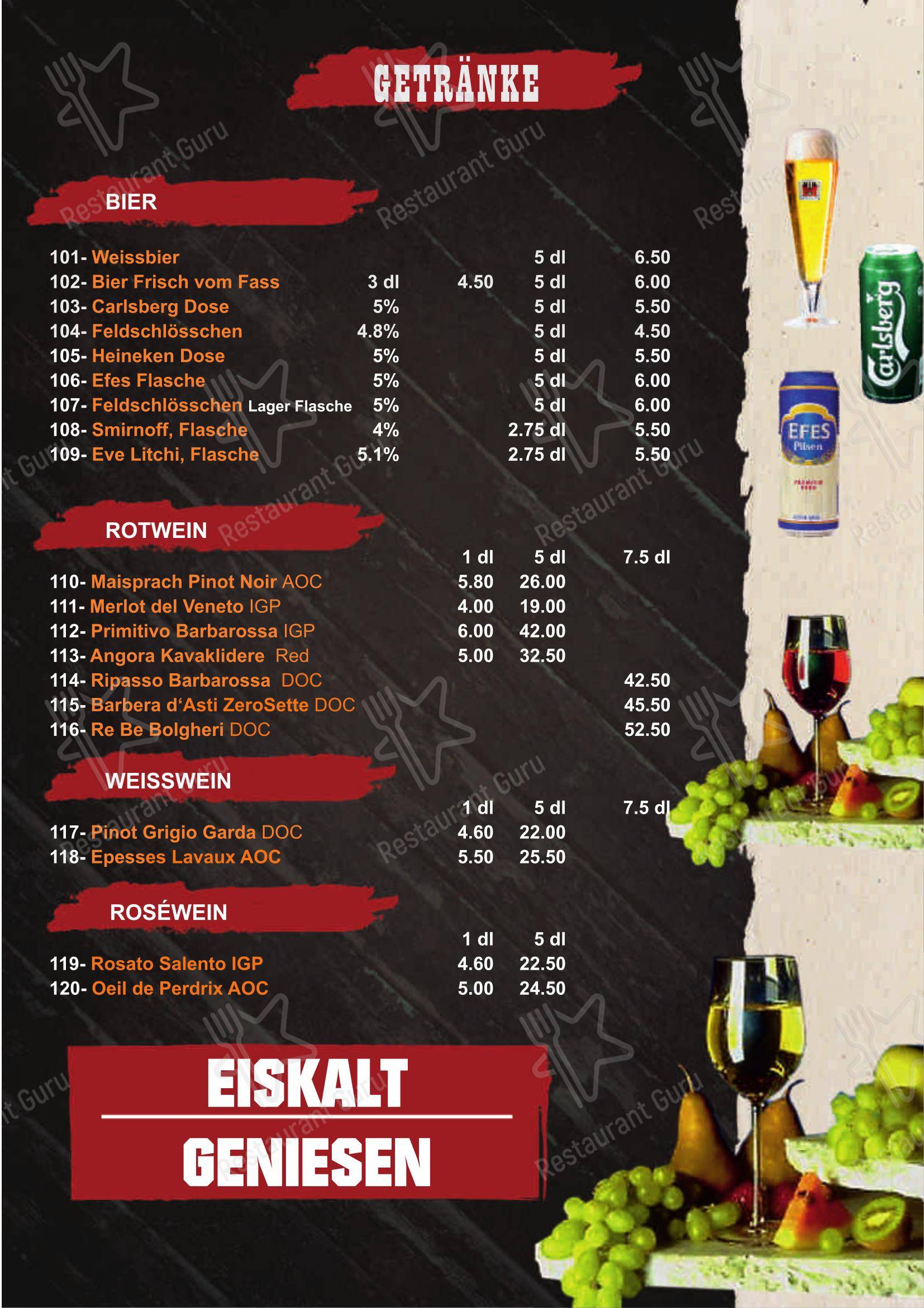 City Grill - Restaurant & Take Away Pratteln in Pratteln - Menu
