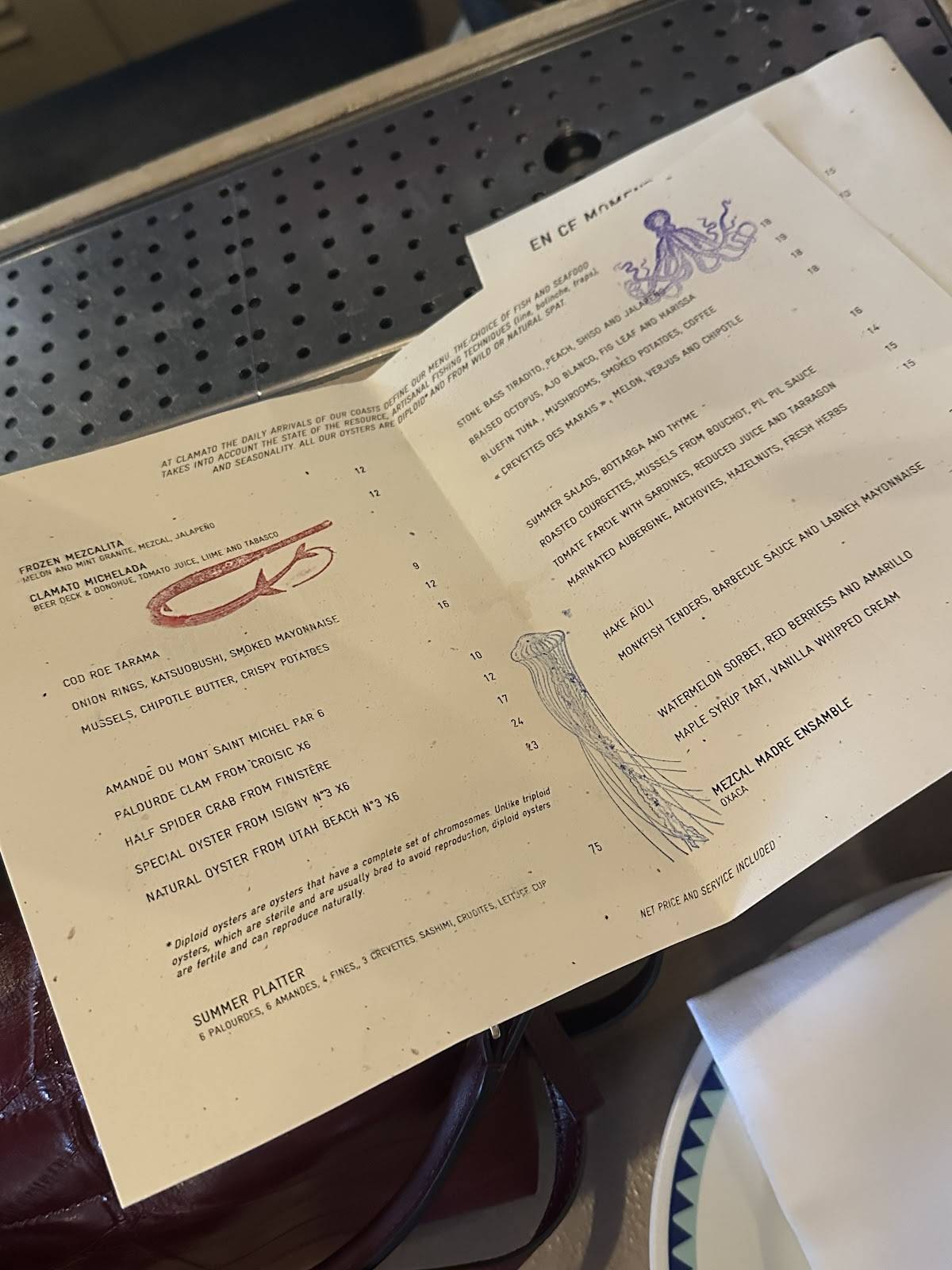 Menu de Clamato