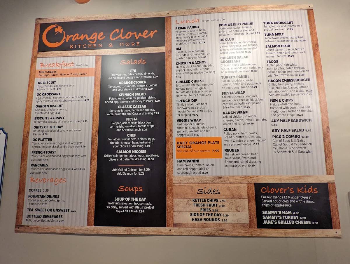 Menu at Orange Clover Kitchen & More cafe, Jeffersonville