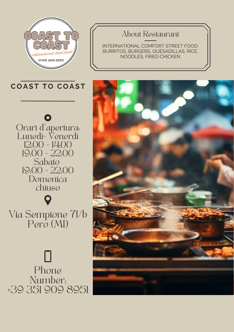 Menu di Coast to Coast 