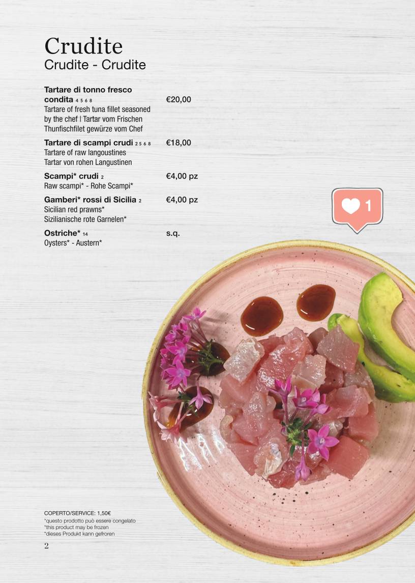 Menu di Cocobongo Bibione 