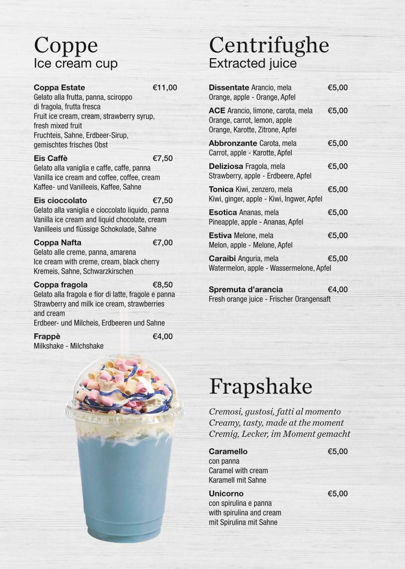 Menu di Cocobongo Bibione 