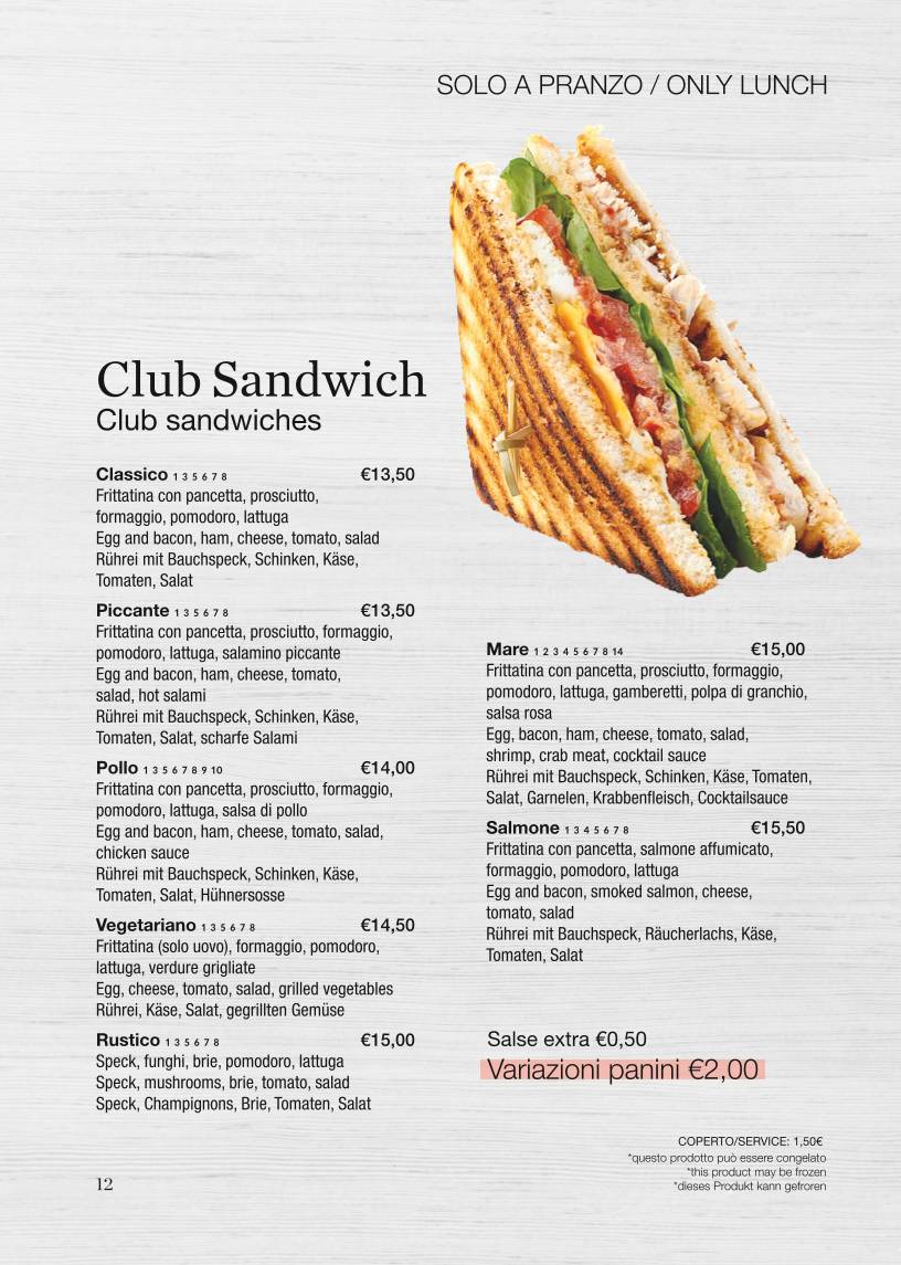 Menu di Cocobongo Bibione 