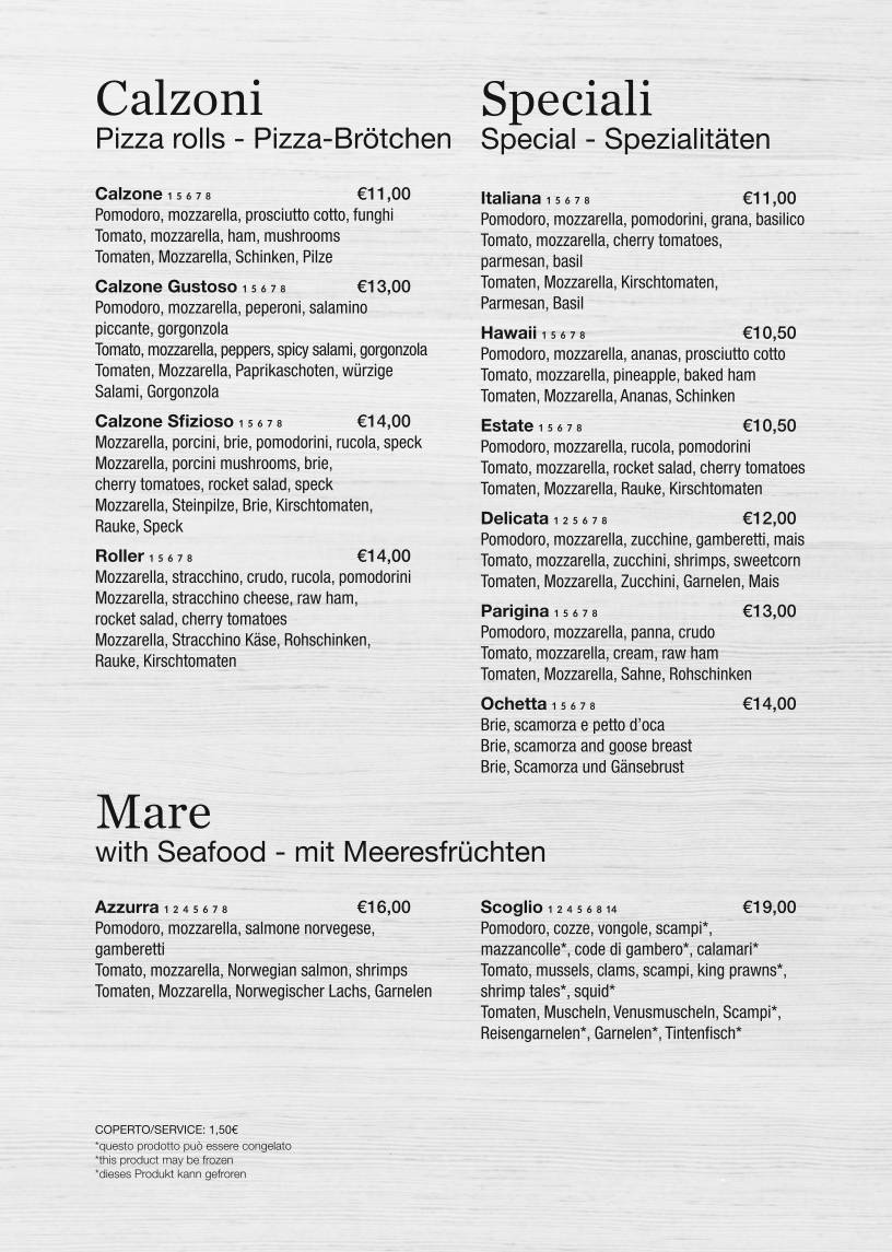 Menu di Cocobongo Bibione 