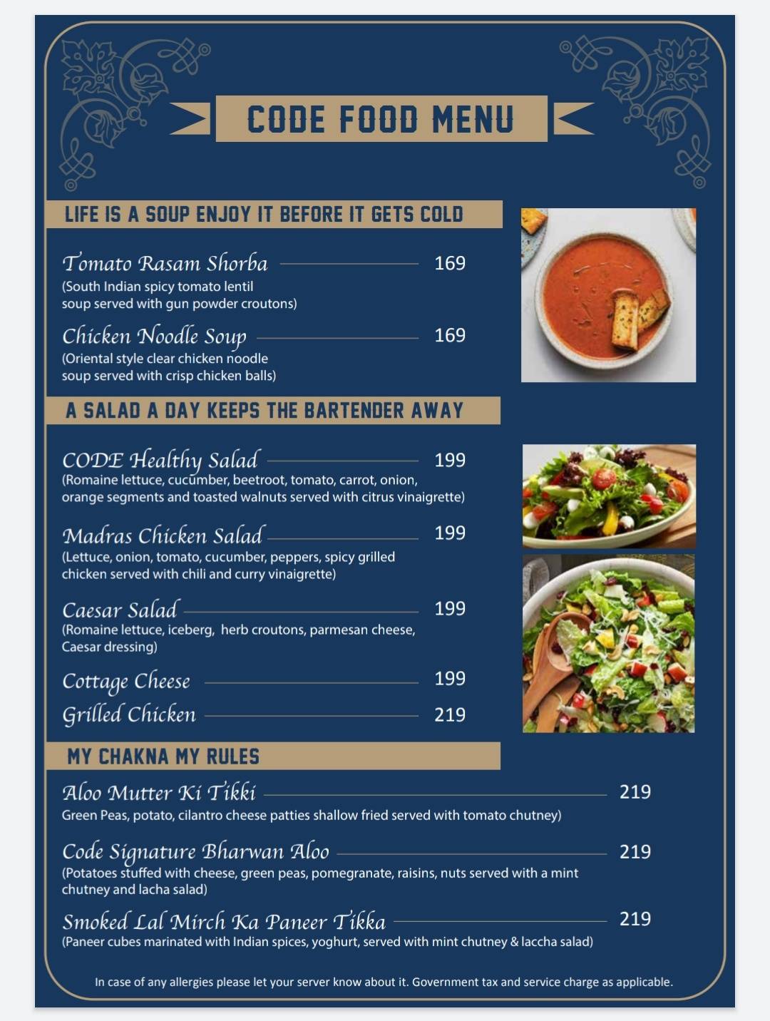 Code The Speakeasy Bar menu