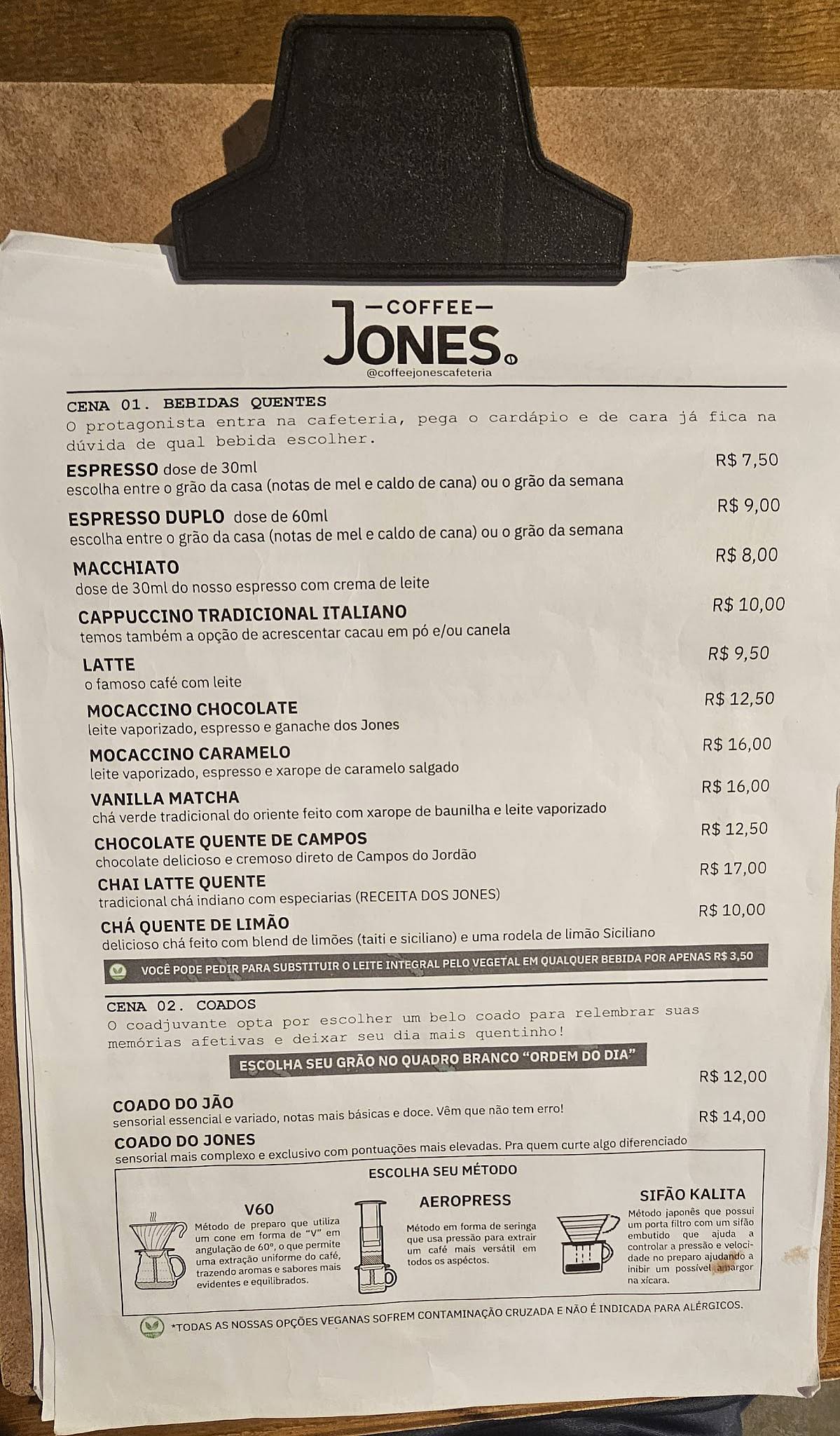 Coffee Jones cardápio