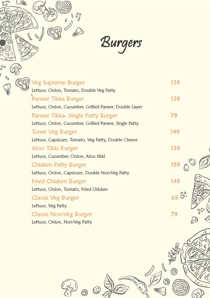 Pranzo Pizzas menu