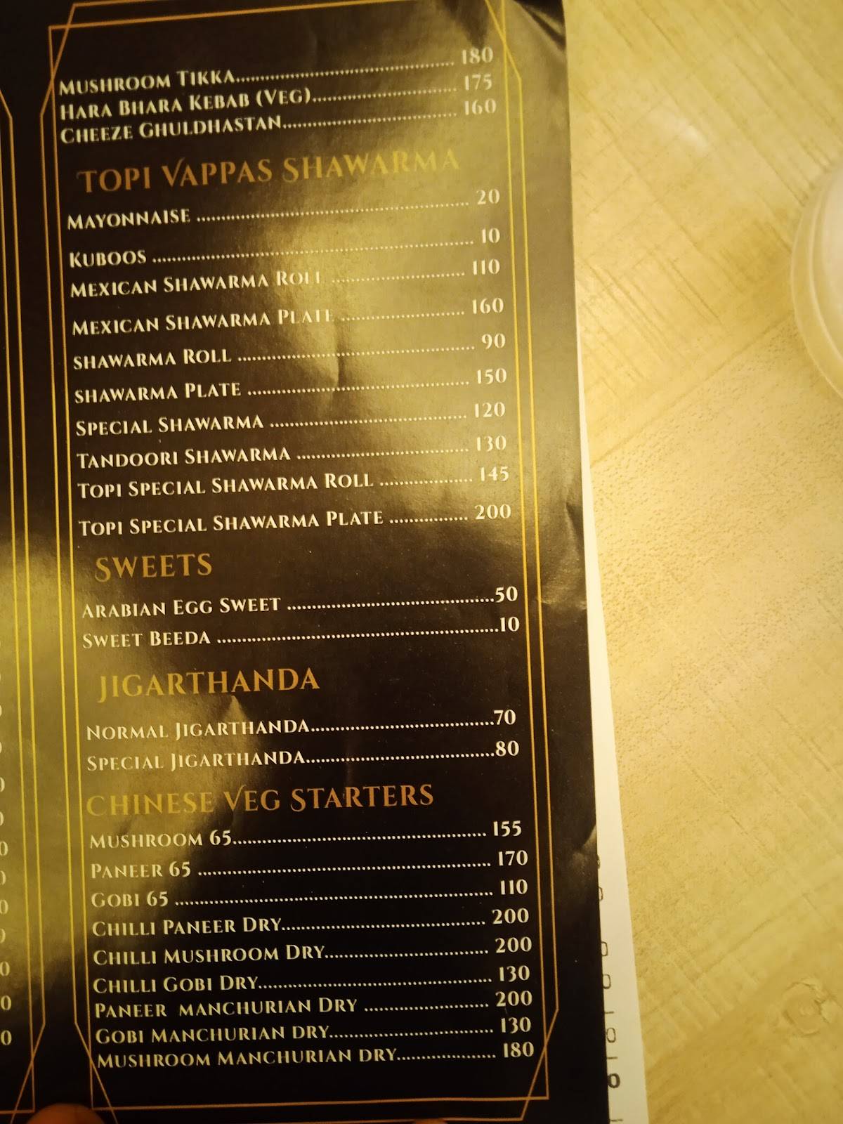 TOPI VAPPA BIRIYANI COIMBATORE BRANCH menu