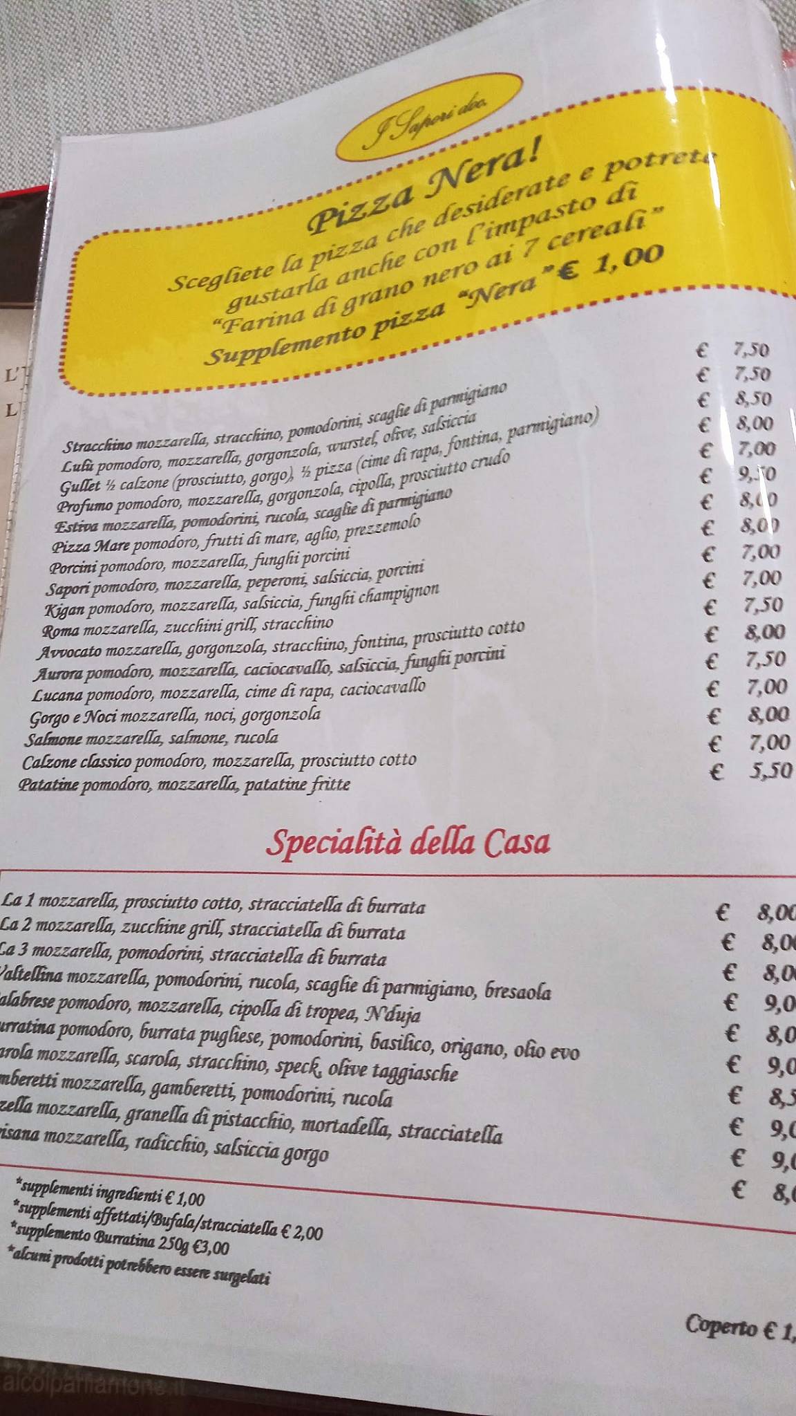 Menu di Ristorante Pizzeria I Sapori DOC 