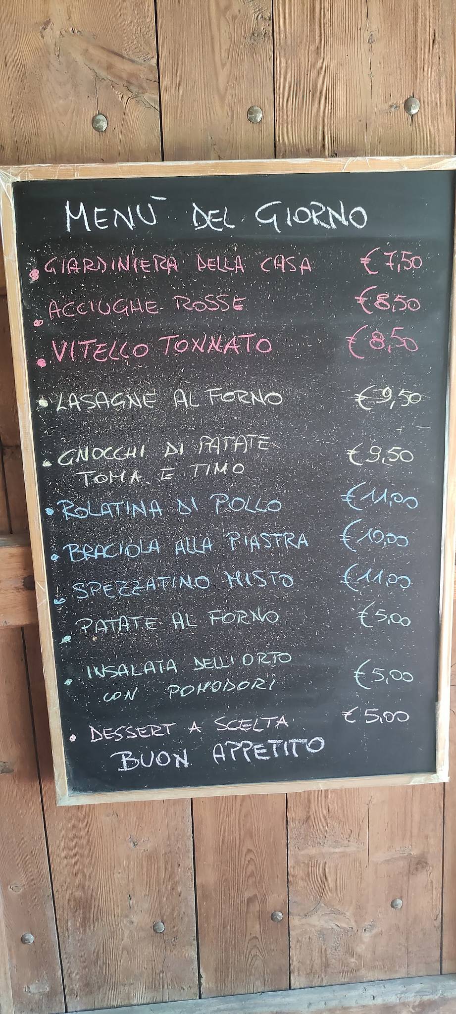 Menu di Come una Volta 