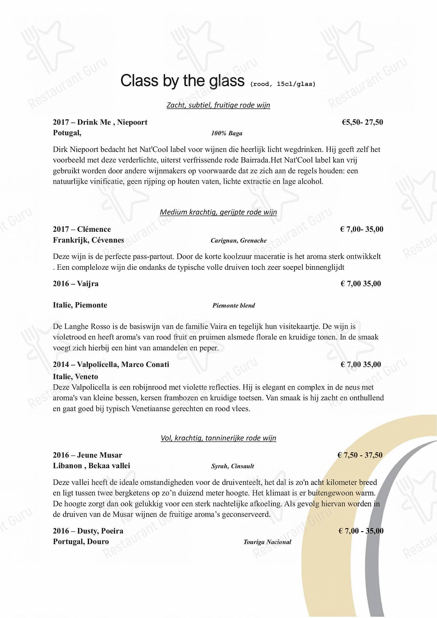 Menu pour Restaurant Condacum - Wine Menu