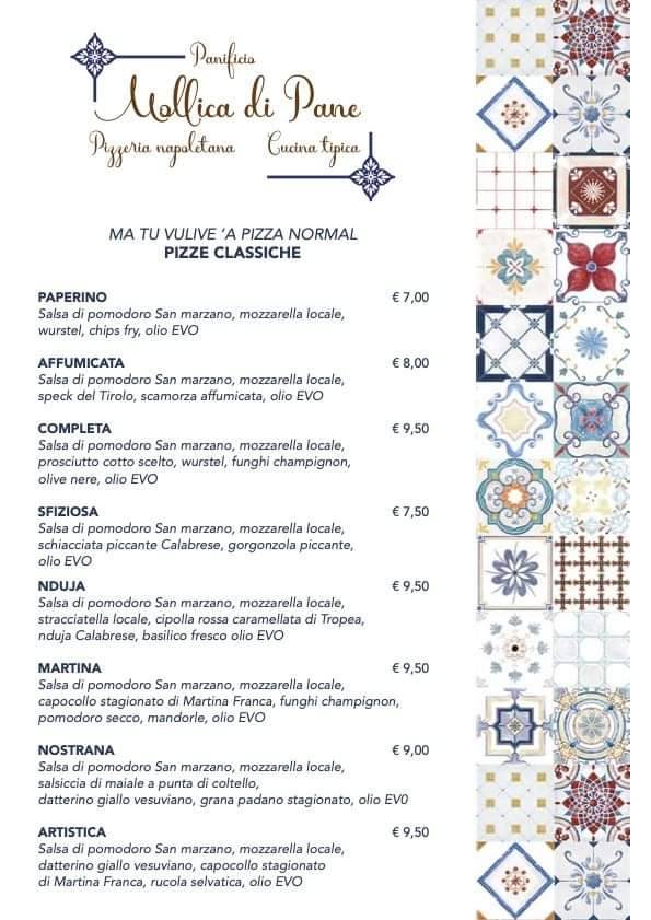 Menu di Mollica di Pane 