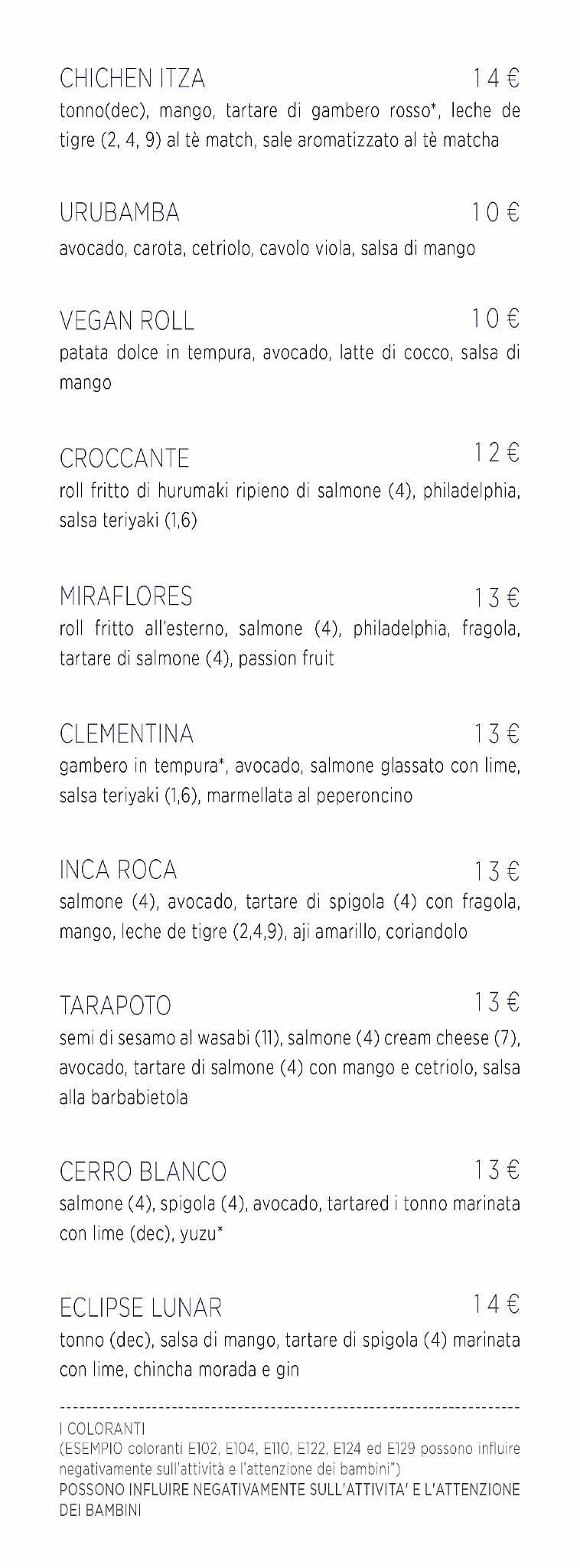 Menu di Coropuna 