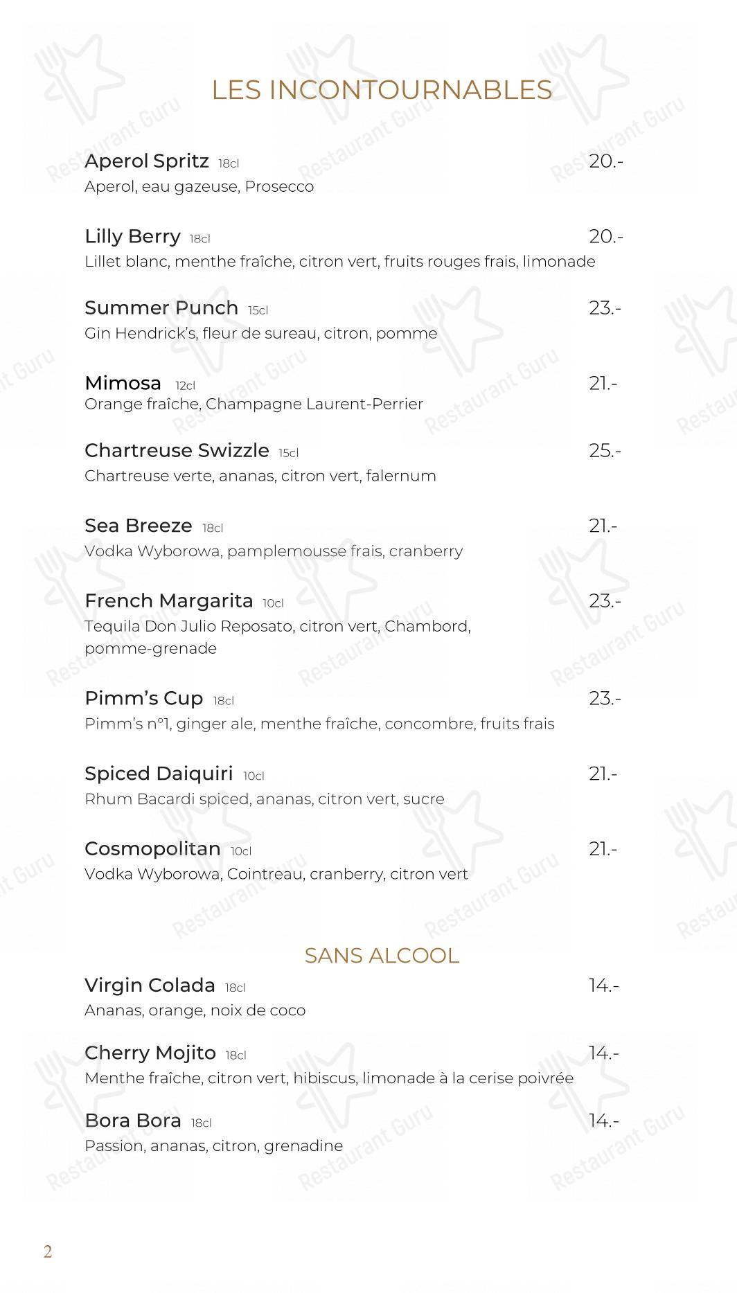 Menu di Côté Square - Dinner Menu