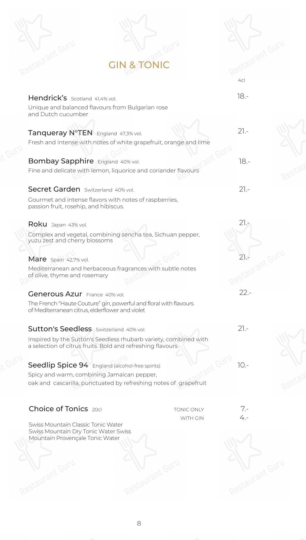Côté Square in Ginevra - Dinner Menu