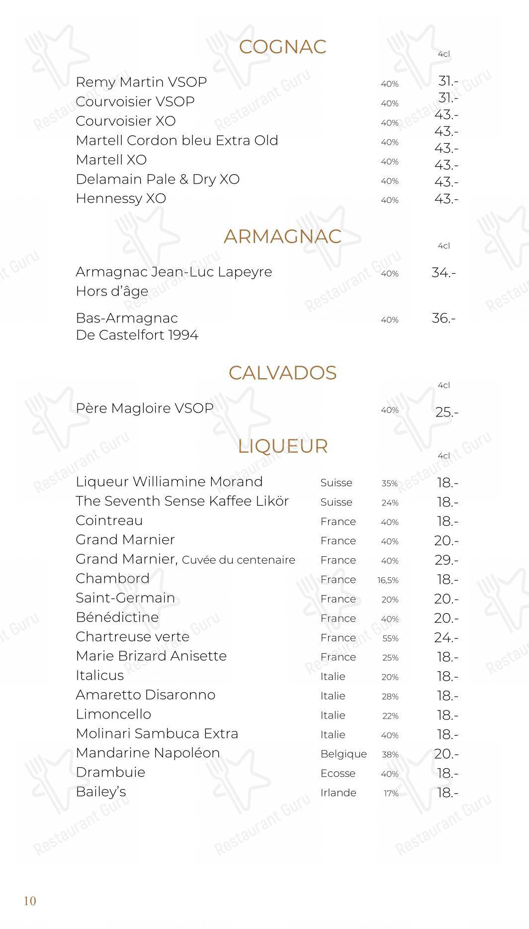 Dinner Menu per Côté Square in Ginevra