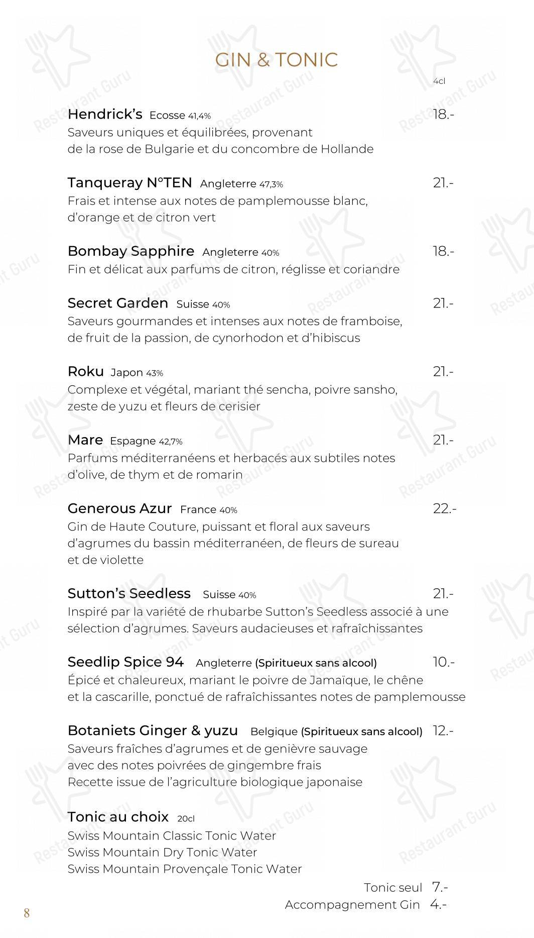 Dinner Menu per Côté Square in Ginevra