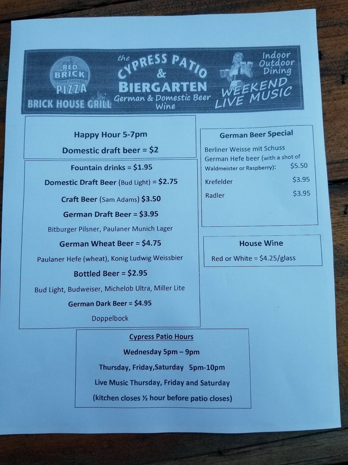 Menu at The Red Brick Pizza and Wings pizzeria, Cottageville