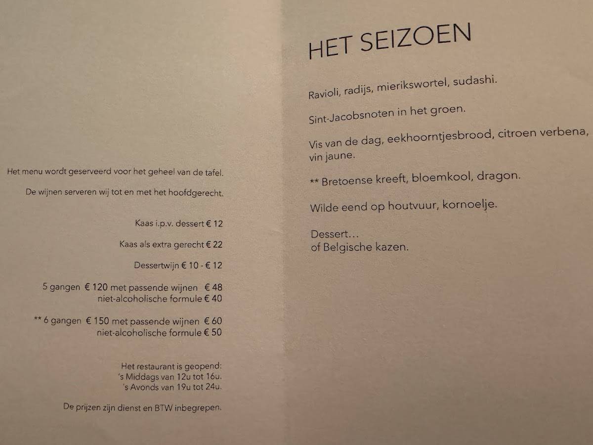 Menu de Couvert Couvert